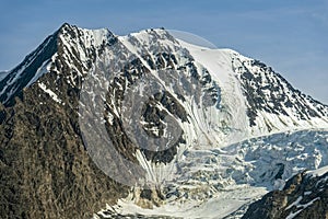 Glaciers flow from the mountaintops at Kluane National Park, Yukon Territory, Canada