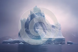 Glaciers and the icebergs in ocean. Generative ai image.