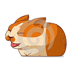 A Glad Cat, isolated vector illustration. Cute cartoon picture for children of a yawning kitty. Simple drawing of a funny cat
