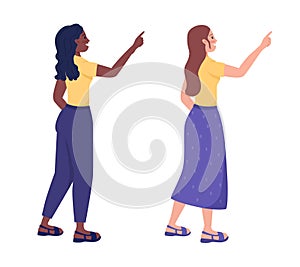 Glad women semi flat color vector characters set