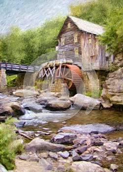 Glade Creek Grist Mill Painting