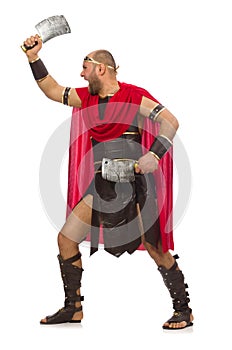 Gladiator with butcher's knife isolated on the