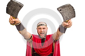 Gladiator with butcher's knife isolated on the