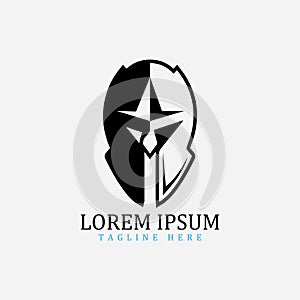 Gladiator mask , Spartan helmet logo template vector icon design