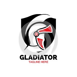 Gladiator mask , Spartan helmet logo template vector icon design