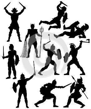 Gladiator silhouettes set