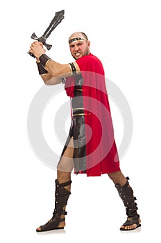 Gladiator with sword isolated on the white