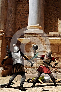 Gladiators fighting