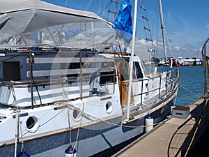 Gladstone Marina. Moored boat closeup