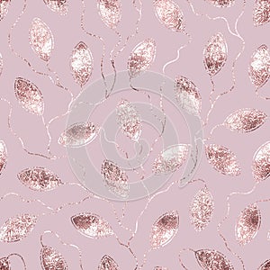 Glam seamless pattern. Pink marble with effect sparkle foil rose gold. Beauty background. Glitter print. Backdrop roses golden. El