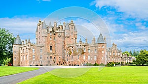 Glamis Castle in a sunny day, Angus, Scotland. photo
