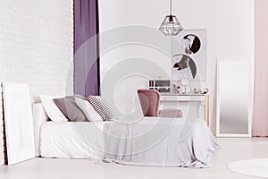 Glamor bedroom interior with accessories