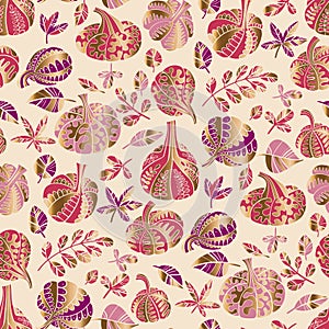 Glamor ornamental autumn pumpkin seamless pattern