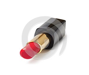 Glamor red lipstick isolated on white background.