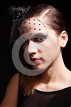 Glamor woman dark face portrait, beautiful female