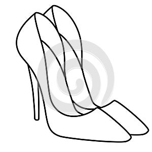 Glamor woman new stylish shoes illustration coloring page