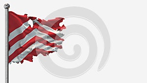 Glamorgan 3D tattered waving flag illustration on Flagpole.