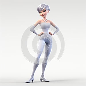 Glamorous 3d Render Of Cinderella With White Hair And Gloves