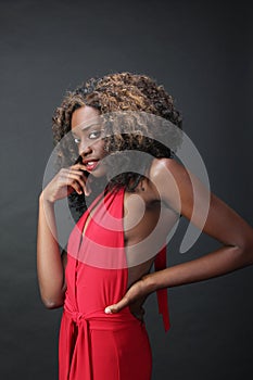 Glamorous Black Lady in Red.