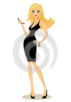 Glamorous blond girl holding a mobile phone
