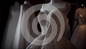 A glamorous bride on coathanger in modern store generated by AI photo