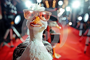 Glamorous Duck on Red Carpet, Celebrity Event Concept