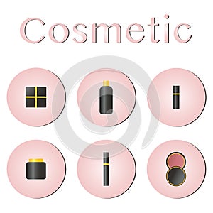Glamorous make-up icons set. Concept cosmetic, makeup, mascara vector best vector icon