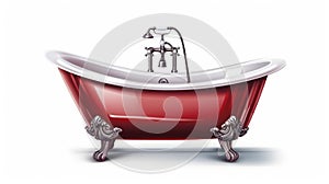 Glamorous Red Bathtub With Baroque Energy - Hyper-detailed Illustration