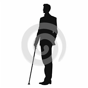 Glamorous Silhouette Drawing Of A Man With Cane - Elegant Realism