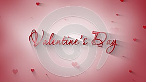 Glamorous Valentine`s card. Romantic background with red hearts. Artistic intro, decorative font.