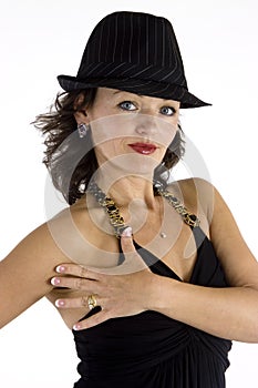 Glamorous Woman in Black Hat