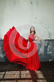 Glamorous Woman in Elegant Red Dress