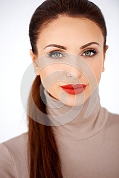 Glamorous woman in red lipstick