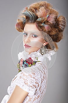 Glamorous Woman with Stylized Fanciful Coiffure