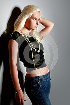 Glamorous young woman in shirt photo