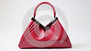 Glamour Curve Rose Red Leather Tote Handbag With Gold Hardware