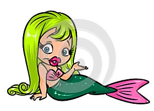 Glamour little mermaid cartoon illustration