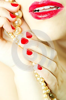 Glamour red lips photo