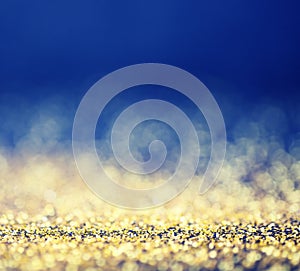 Glamourous luxury golden and blue bokeh background