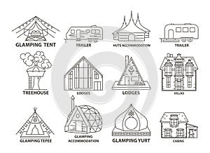 Glamping accomodation line icon photo