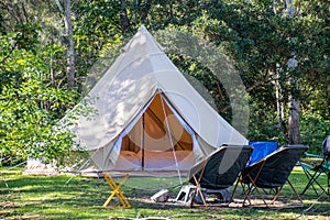 Glamping camping teepee tent