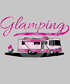 Glamping RV Camper Illustration