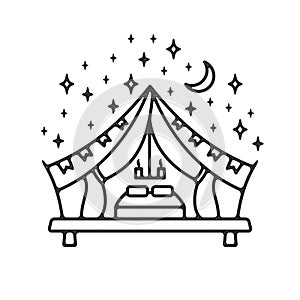 Glamping tent grunge logo