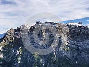 Glarnisch Glaernisch mountain above the alpine lake Klontalersee Kloentalersee or Klontal Kloental valley