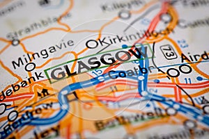 Glasgow City on a Road Map photo