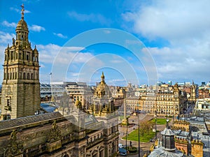 Glasgow George Square and skyline, Scotland