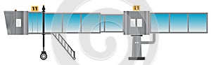 Glass aero bridge or Jetway or Jet bridge Isolated