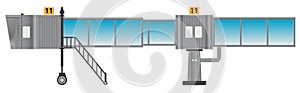 Glass aero bridge or Jetway or Jet bridge Isolated