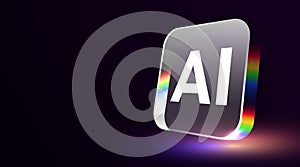 Glass AI chip. Technology background. CPU processor tech bg. Computer microchip.