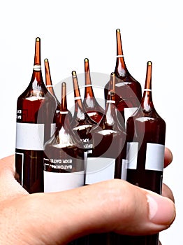 Glass ampoules containing iron supplements to treat anaemia
